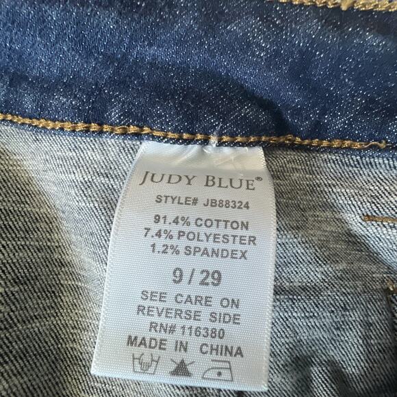 Judy Blue Skinny Fit Size 9 / 29 Button Fly Front Pocket Blue Jeans distressed - Picture 10 of 12